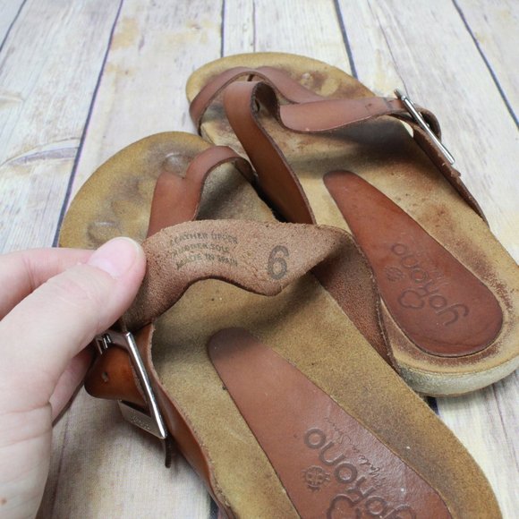SALE! Yokono Thong Brown Leather Buckle Sandals 6 - Picture 8 of 8